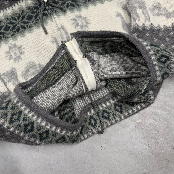 Vintage Tejidos Aly Marka Alpaca Wool Zip Knit Hoodie Llama Pattern Small - Picture 6 of 6